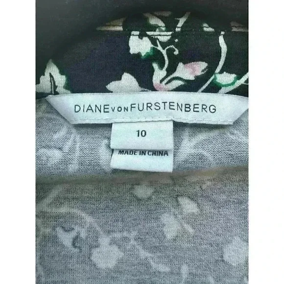 Diane von Furstenberg Amelianna 3/4 Sleeve Wrap Dress Cotton Silk Blend Sz 10 - Picture 3 of 7